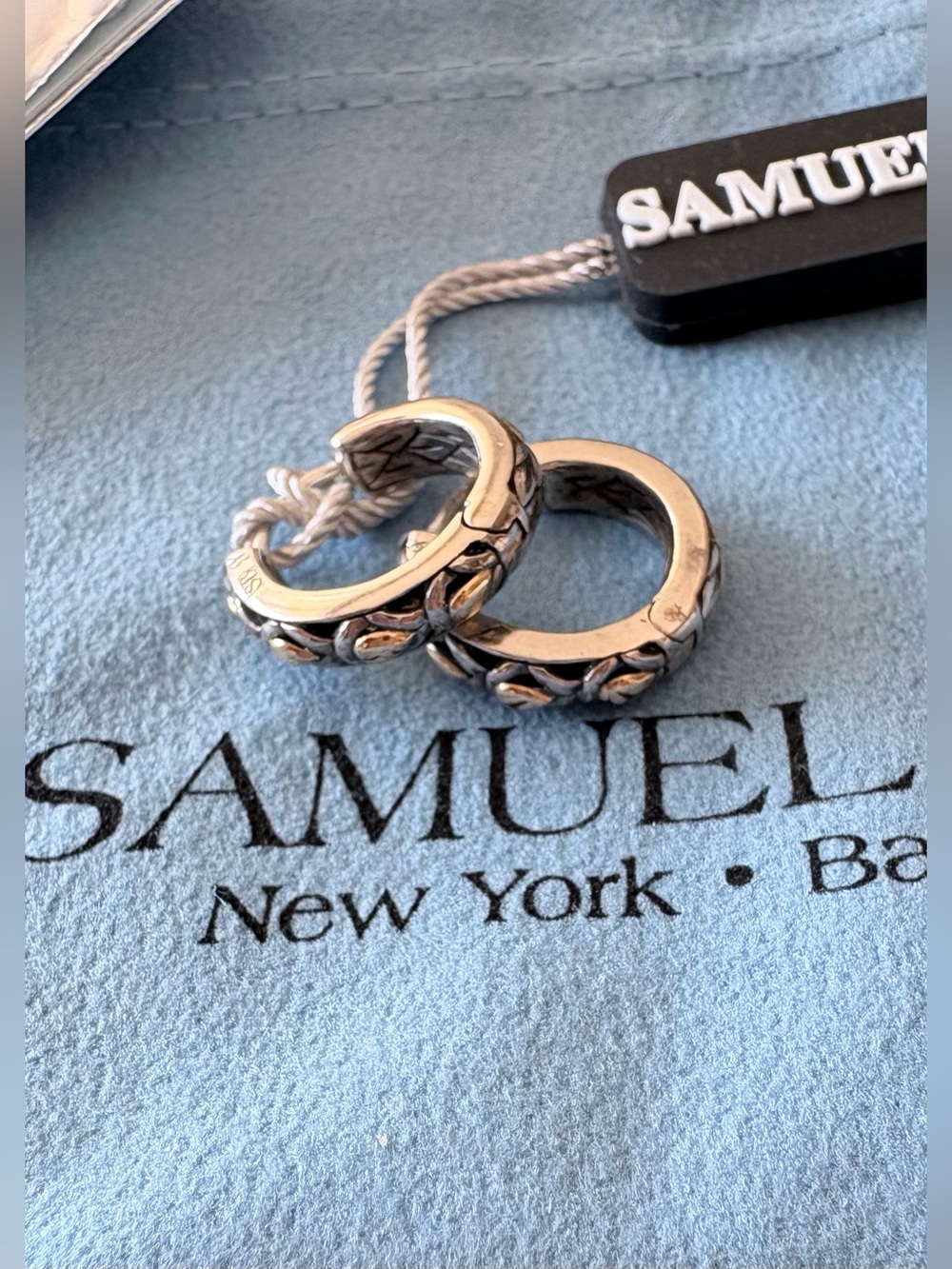 Samuel B. Oxidized Silver Floral Huggie Earrings
